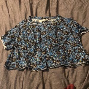 We The Free Relaxed Fit Scoop Neck Cropped Floral Print Top